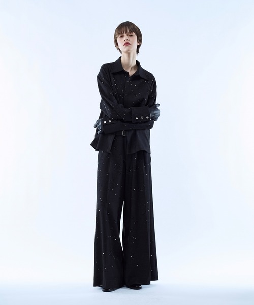 seyto（セイト）の「Rhinestone detail wide straight pants / ラインストーンディティールワイドストレートパンツ（その他パンツ・メンズ・ブラック/ブラウン・3/2/1）」の9枚目の写真