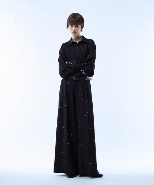 seyto（セイト）の「Rhinestone detail wide straight pants / ラインストーンディティールワイドストレートパンツ（その他パンツ・メンズ・ブラック/ブラウン・3/2/1）」の10枚目の写真
