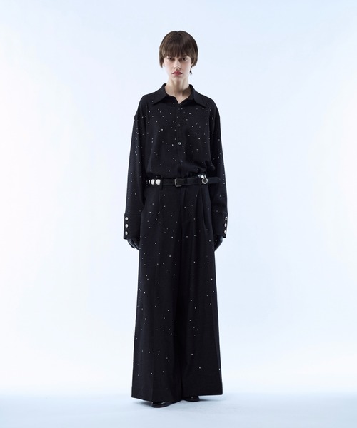 seyto（セイト）の「Rhinestone detail wide straight pants / ラインストーンディティールワイドストレートパンツ（その他パンツ・メンズ・ブラック/ブラウン・3/2/1）」の11枚目の写真