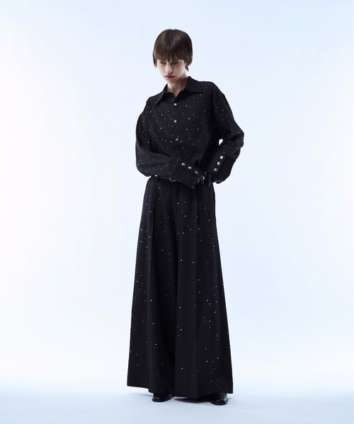 seyto（セイト）の「Rhinestone detail wide straight pants / ラインストーンディティールワイドストレートパンツ（その他パンツ・メンズ・ブラック/ブラウン・3/2/1）」の12枚目の写真