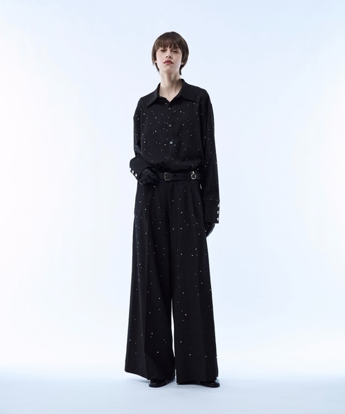 seyto（セイト）の「Rhinestone detail wide straight pants / ラインストーンディティールワイドストレートパンツ（その他パンツ・メンズ・ブラック/ブラウン・3/2/1）」の13枚目の写真
