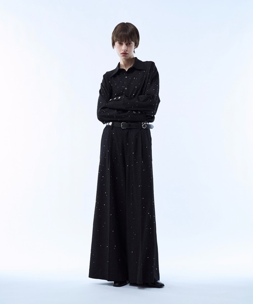 seyto（セイト）の「Rhinestone detail wide straight pants / ラインストーンディティールワイドストレートパンツ（その他パンツ・メンズ・ブラック/ブラウン・3/2/1）」の8枚目の写真
