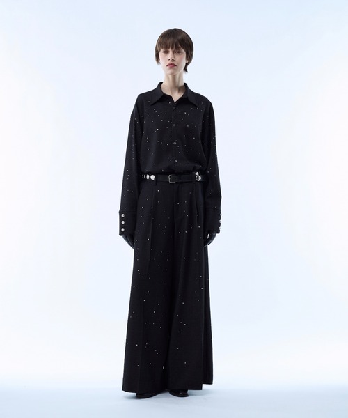 seyto（セイト）の「Rhinestone detail wide straight pants / ラインストーンディティールワイドストレートパンツ（その他パンツ・メンズ・ブラック/ブラウン・3/2/1）」の14枚目の写真