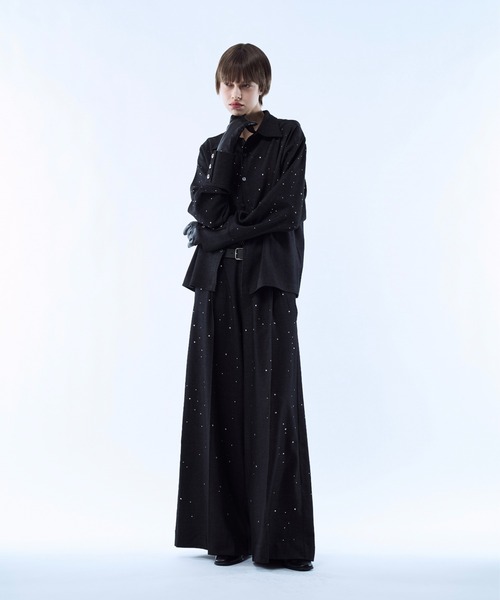 seyto（セイト）の「Rhinestone detail wide straight pants / ラインストーンディティールワイドストレートパンツ（その他パンツ・メンズ・ブラック/ブラウン・3/2/1）」の15枚目の写真