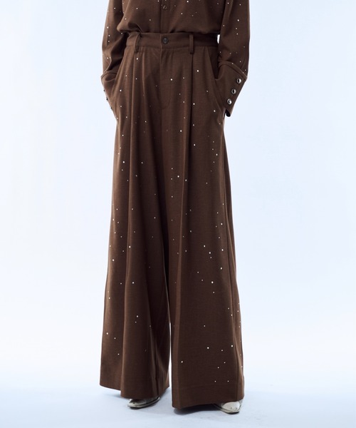 seyto（セイト）の「Rhinestone detail wide straight pants / ラインストーンディティールワイドストレートパンツ（その他パンツ・メンズ・ブラック/ブラウン・3/2/1）」の21枚目の写真