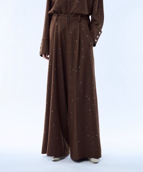 seyto（セイト）の「Rhinestone detail wide straight pants / ラインストーンディティールワイドストレートパンツ（その他パンツ・メンズ・ブラック/ブラウン・3/2/1）」の20枚目の写真