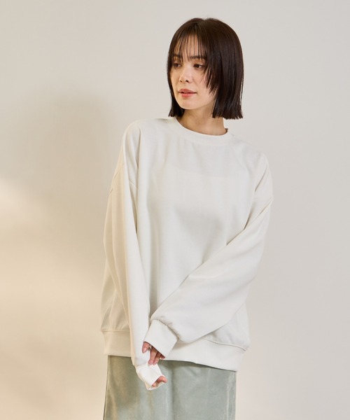 ketty(ケティ)の「オーバーサイズダブルフェイスプルオーバー≪手洗い可能≫(Tシャツ/カットソー・レディース・オフホワイト/ピンク・M)」の1枚目の写真