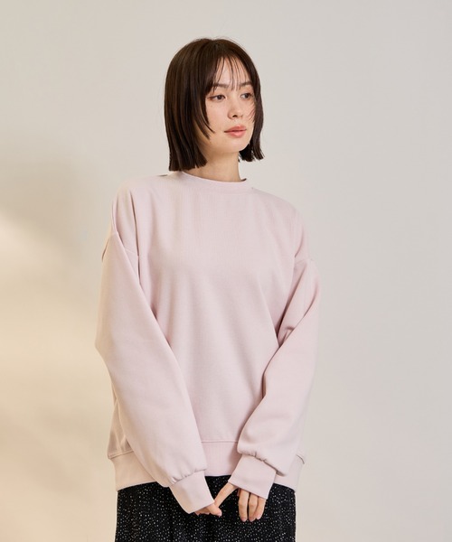 ketty(ケティ)の「オーバーサイズダブルフェイスプルオーバー≪手洗い可能≫(Tシャツ/カットソー・レディース・オフホワイト/ピンク・M)」の2枚目の写真