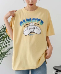 【DISNEY/ディズニー】【ふんわりルーズシルエット 体形カバー】ベイマックス スティッチTシャツ 半袖 サガラ刺繍 カジュアル キャラクターグッズ