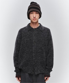 CLEL】Mohair Blend Shaggy Design Crew Neck Cardigan/モヘアブレンド