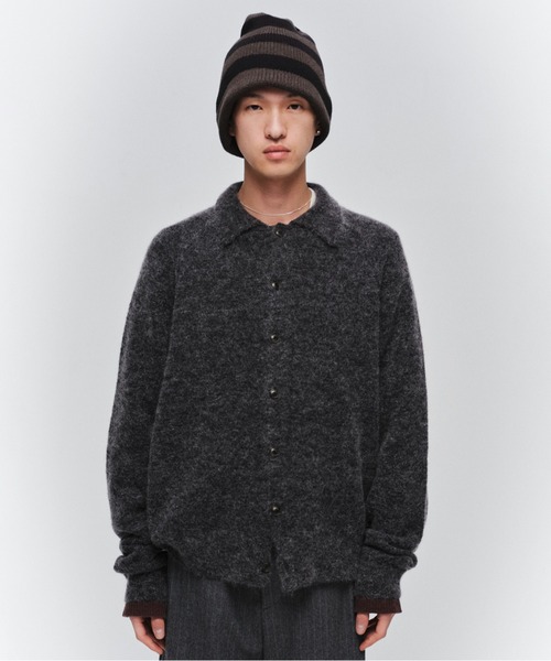 JIEDA(ジエダ)の「LAYERED MOHAIR KNIT SHIRT(シャツ/ブラウス・メンズ・ダークグレー/ブラウン/ブラック・1/2)」の2枚目の写真