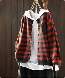 マルチボーダー ニット」に該当するレディースのカーディガン/ボレロ