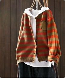マルチボーダー ニット」に該当するレディースのカーディガン/ボレロ