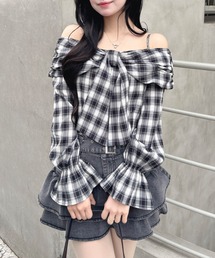 INGNI | リボンオフショルチェック柄ブラウス(シャツ/ブラウス)