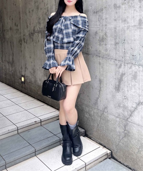 INGNI（イング）の「リボンオフショルチェック柄ブラウス（シャツ/ブラウス・レディース・ネイビー系2/ブラック系・M）」の16枚目の写真