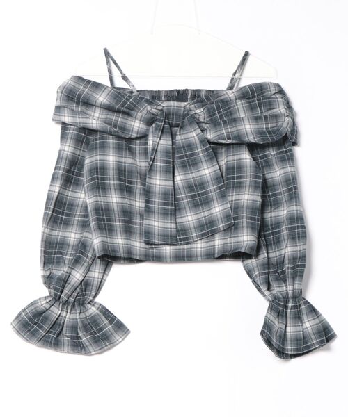 INGNI（イング）の「リボンオフショルチェック柄ブラウス（シャツ/ブラウス・レディース・ネイビー系2/ブラック系・M）」の19枚目の写真