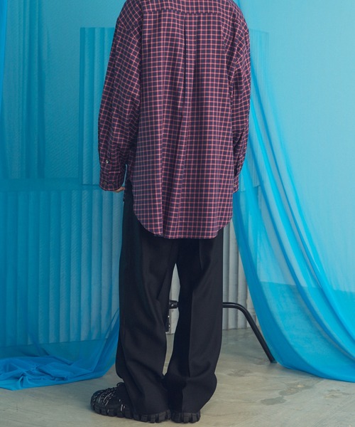 MAISON SPECIAL(メゾンスペシャル)の「《UNISEX》Silk Wool One-tuck Tapered Slacks/シルクウールワンタックテーパードスラックス【MAISON SPECIAL/メゾンスペシャル】■セットアップ対応■(スラックス・メンズ・ネイビー/ブラック・2/1/0)」の13枚目の写真