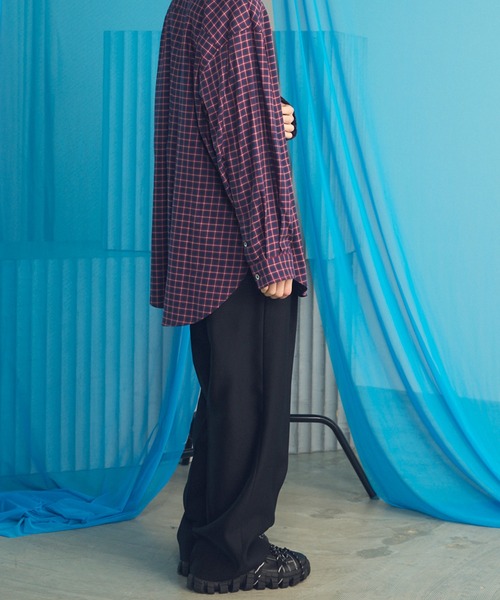 MAISON SPECIAL(メゾンスペシャル)の「《UNISEX》Silk Wool One-tuck Tapered Slacks/シルクウールワンタックテーパードスラックス【MAISON SPECIAL/メゾンスペシャル】■セットアップ対応■(スラックス・メンズ・ネイビー/ブラック・2/1/0)」の12枚目の写真