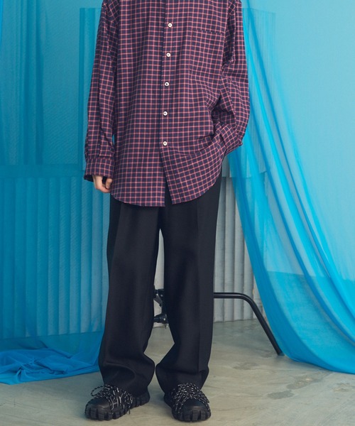 MAISON SPECIAL(メゾンスペシャル)の「《UNISEX》Silk Wool One-tuck Tapered Slacks/シルクウールワンタックテーパードスラックス【MAISON SPECIAL/メゾンスペシャル】■セットアップ対応■(スラックス・メンズ・ネイビー/ブラック・2/1/0)」の11枚目の写真