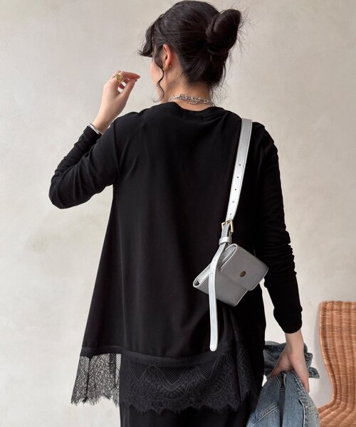 DouDou(ドゥドゥ)の「【WEB限定/セットアップ可能】裾レーストップス(Tシャツ/カットソー・レディース・グレー/オフホワイト/ブラック・FREE)」の12枚目の写真