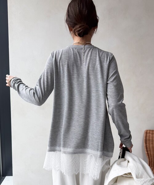 DouDou(ドゥドゥ)の「【WEB限定/セットアップ可能】裾レーストップス(Tシャツ/カットソー・レディース・グレー/オフホワイト/ブラック・FREE)」の21枚目の写真