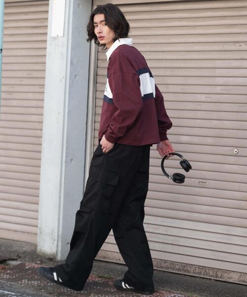 WEGO（ウィゴー）の「WEGO/【26年春夏新作】ステッチロゴラガーシャツ（ポロシャツ・メンズ・ネイビー/ワイン・LARGE/MEDIUM）」の3枚目の写真