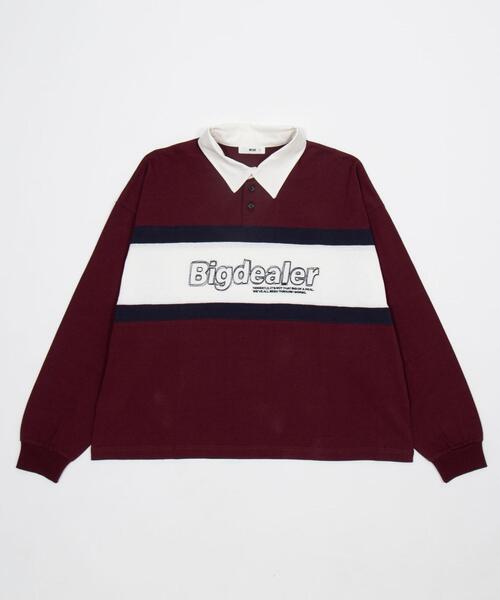 WEGO（ウィゴー）の「WEGO/【26年春夏新作】ステッチロゴラガーシャツ（ポロシャツ・メンズ・ネイビー/ワイン・LARGE/MEDIUM）」の6枚目の写真