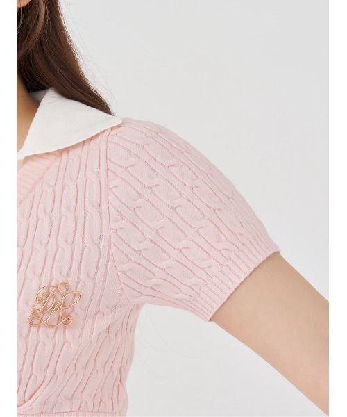 レイヤードライクロゴニットトップス ダーリッチ darich ピンク PNK レイヤードライクニットセットアップ（セットアップ）｜Darich