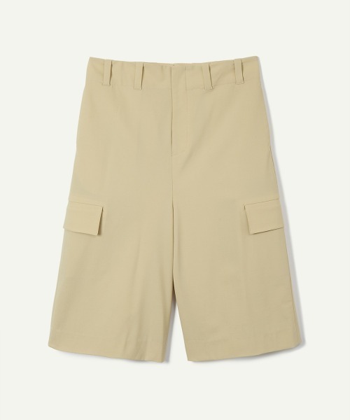 leinwande(ラインヴァンド)の「【leinwande】26SS新作 Straight Cropped Shorts / ストレートクロップドショーツ(スカジャン・レディース・グレー/ネイビー系/イエロー・ONE SIZE)」の1枚目の写真