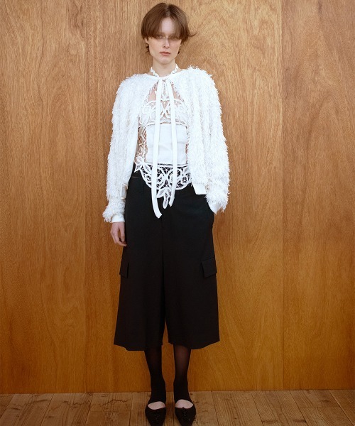 leinwande(ラインヴァンド)の「【leinwande】26SS新作 Straight Cropped Shorts / ストレートクロップドショーツ(スカジャン・レディース・グレー/ネイビー系/イエロー・ONE SIZE)」の7枚目の写真