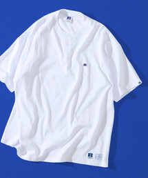 Russell Athletic | 限定展開 RUSSELL ATHLETIC×FREAK'S STORE ラッセル アスレチック 別注 ビッグシルエット ワンポイントロゴ ヘンリーネック Tシャツ(Tシャツ/カットソー)