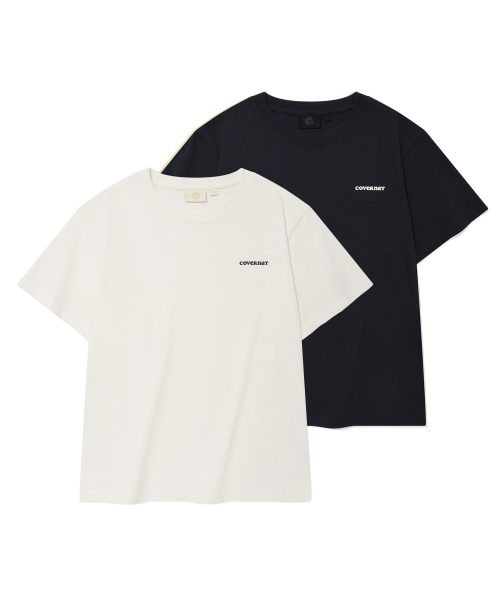 COVERNAT WOMAN（カバーナットウーマン）の「[2PACK] ウィメンズクールコットンエッセンシャルTシャツ ダークネイビー+ホワイト（Tシャツ/カットソー・レディース・その他・WS/WM/LARGE）」の2枚目の写真