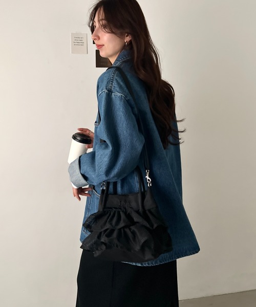 Lee（リー）の「Lee/メッシュフリル 2way バッグ/軽量/シワポリ素材/レディース（トートバッグ・レディース・グレー/ブラック・FREE）」の13枚目の写真