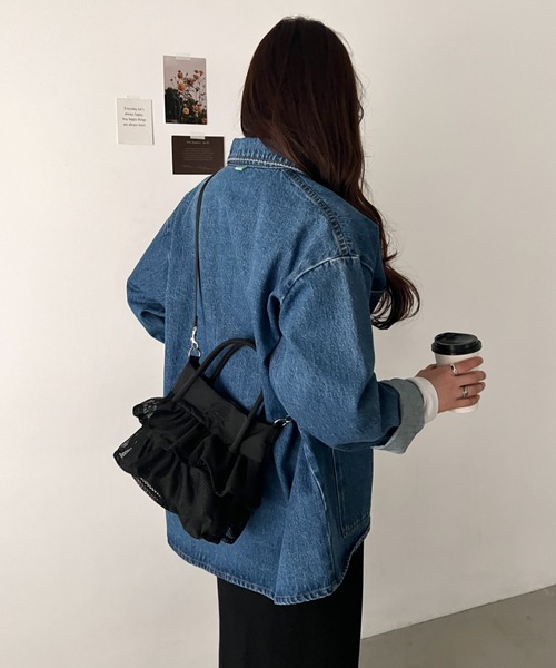 Lee（リー）の「Lee/メッシュフリル 2way バッグ/軽量/シワポリ素材/レディース（トートバッグ・レディース・グレー/ブラック・FREE）」の12枚目の写真