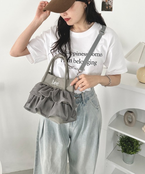 Lee（リー）の「Lee/メッシュフリル 2way バッグ/軽量/シワポリ素材/レディース（トートバッグ・レディース・グレー/ブラック・FREE）」の19枚目の写真
