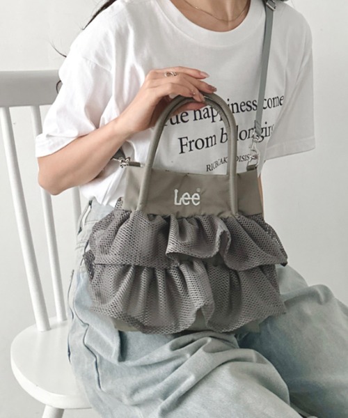 Lee（リー）の「Lee/メッシュフリル 2way バッグ/軽量/シワポリ素材/レディース（トートバッグ・レディース・グレー/ブラック・FREE）」の22枚目の写真