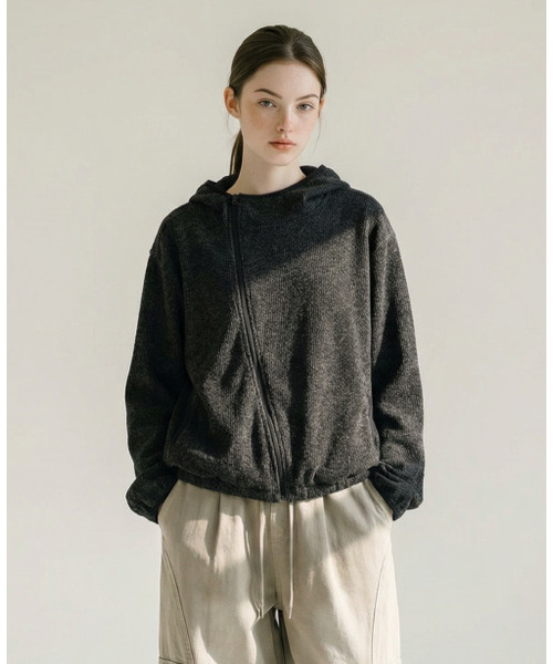 APOSTROPHE COMMA(アポストロフィコンマ)の「アンバランスニットフードジップアップ_ネイビー(パーカー・メンズ・その他・SMALL/MEDIUM/LARGE)」の3枚目の写真