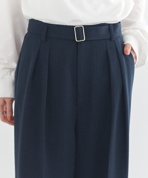 earth music&ecology（アースミュージックアンドエコロジー）の「アソートツータックベルトパンツ（スラックス・レディース・チェック/ネイビー/ホワイト系その他2・M/S）」の16枚目の写真