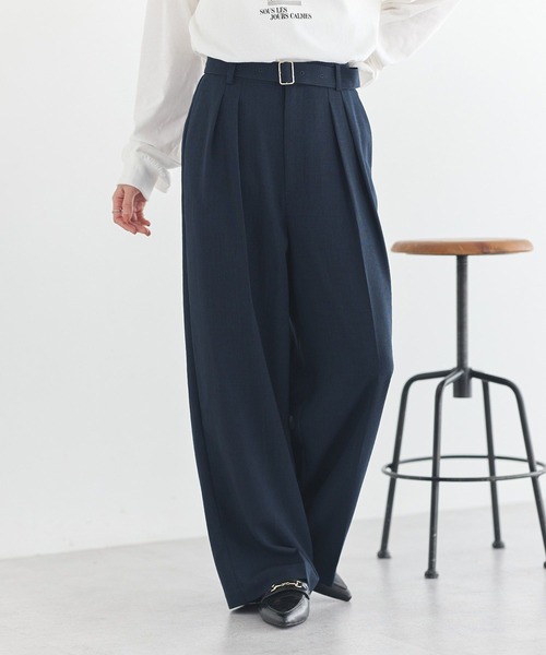 earth music&ecology（アースミュージックアンドエコロジー）の「アソートツータックベルトパンツ（スラックス・レディース・チェック/ネイビー/ホワイト系その他2・M/S）」の10枚目の写真