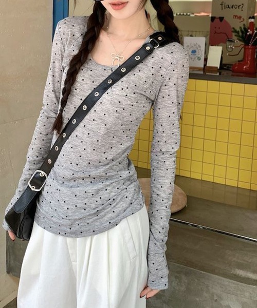 shyam inspiration(シャムインスピレーション)の「人気につき再登場!/シアードットタイトロンT(Tシャツ/カットソー・レディース・アイボリー/グレー・M/S)」の17枚目の写真