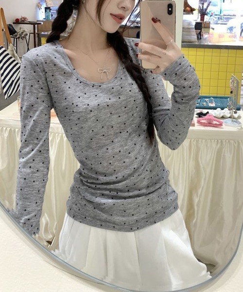 shyam inspiration(シャムインスピレーション)の「人気につき再登場!/シアードットタイトロンT(Tシャツ/カットソー・レディース・アイボリー/グレー・M/S)」の19枚目の写真