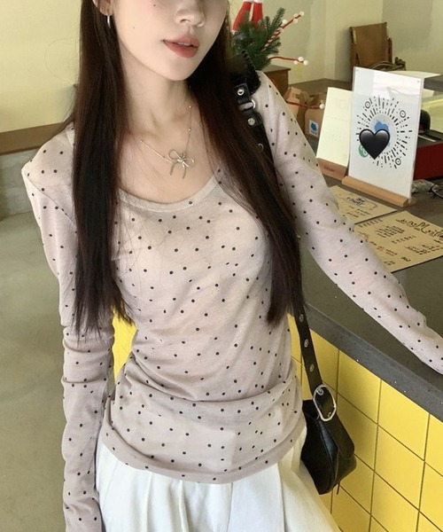 shyam inspiration(シャムインスピレーション)の「人気につき再登場!/シアードットタイトロンT(Tシャツ/カットソー・レディース・アイボリー/グレー・M/S)」の3枚目の写真