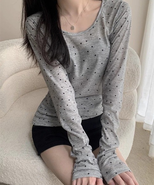 shyam inspiration(シャムインスピレーション)の「人気につき再登場!/シアードットタイトロンT(Tシャツ/カットソー・レディース・アイボリー/グレー・M/S)」の15枚目の写真