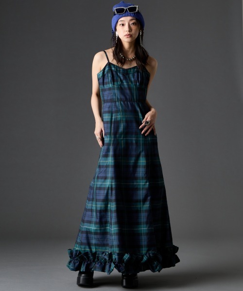 GEVS.(ジェイヴィス)の「チェックキャミソールロングワンピース<大きいサイズ有>GEVS.(ワンピース・レディース・グリーン系・5L/4L/3L/LL/L/M)」の20枚目の写真
