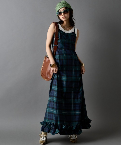GEVS.(ジェイヴィス)の「チェックキャミソールロングワンピース<大きいサイズ有>GEVS.(ワンピース・レディース・グリーン系・5L/4L/3L/LL/L/M)」の12枚目の写真