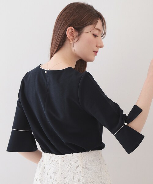 index(インデックス)の「【接触冷感/UVケア】フレアスリーブバイカラートップス《洗濯機OK》(Tシャツ/カットソー・レディース・ベージュ系その他7/ネイビー/ピンク系1/オフホワイト・40/38/36/44/42)」の19枚目の写真