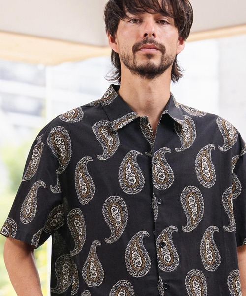 CAMBIO(カンビオ)の「mhs2623-Antique Paisley Short Sleeve Shirts 半袖シャツ(PF-261-022)(シャツ/ブラウス・メンズ・ホワイト/ブラック・M/L)」の1枚目の写真