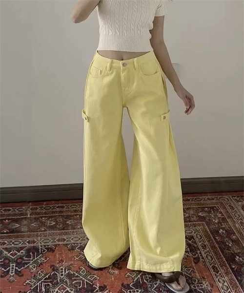 Dream garden(ドリームガーデン)の「脇ループデザインワイドデニムパンツ(デニムパンツ・レディース・ピンク/イエロー・M/XL/2XL/L/S)」の16枚目の写真