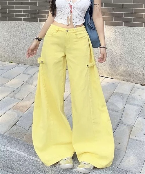 Dream garden(ドリームガーデン)の「脇ループデザインワイドデニムパンツ(デニムパンツ・レディース・ピンク/イエロー・M/XL/2XL/L/S)」の14枚目の写真