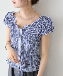 mystic | シャーリングフレンチブラウス(シャツ/ブラウス)